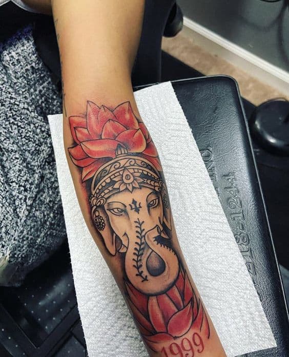 Deity tattoo half-sleeve for women