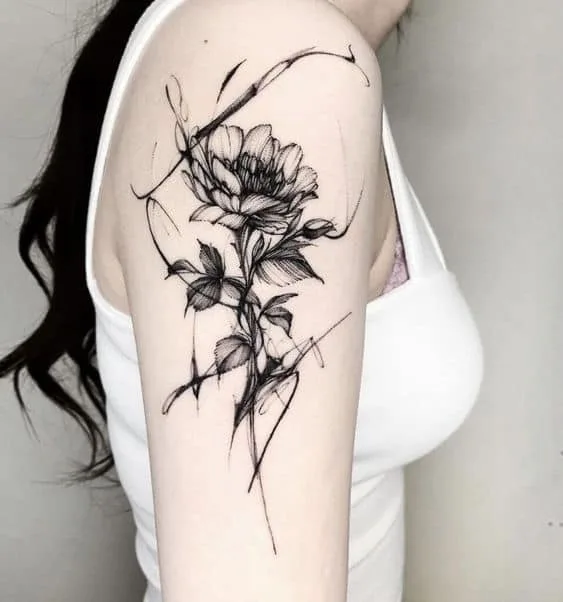 Floral minimal tattoo sleeve rose
