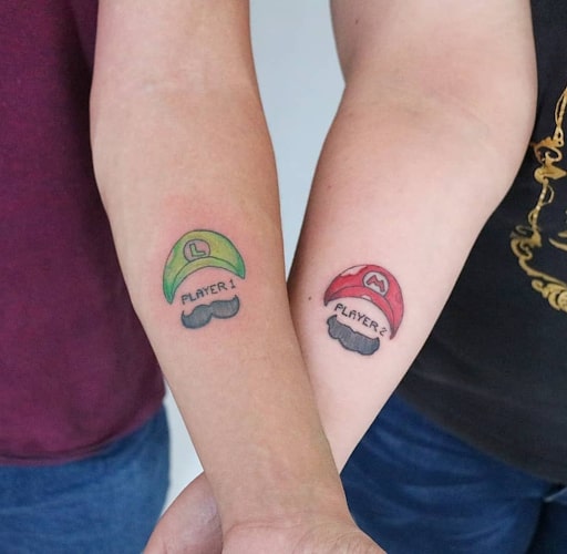 Mario game sibling tattoo