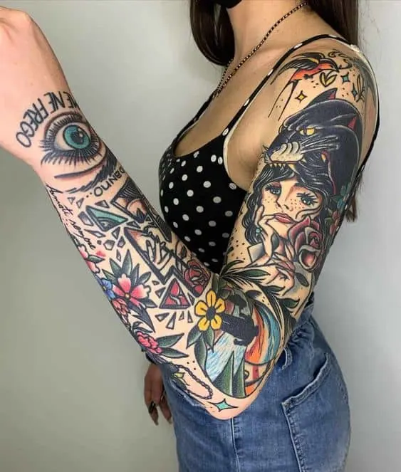 Meaningful full sleeve tattoo