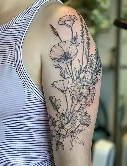  Poppies half-sleeve tattoo