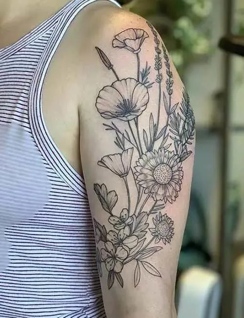  Poppies half-sleeve tattoo