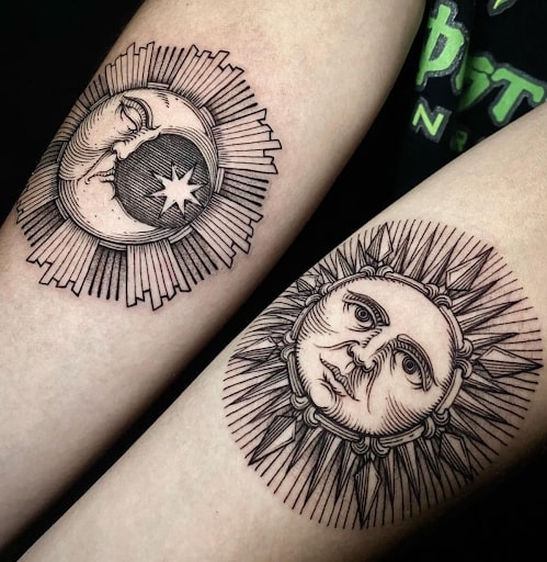 Sun and moon tattoo