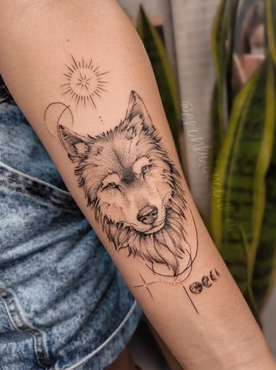Lobo tatuaje brazo tatuaje significativo