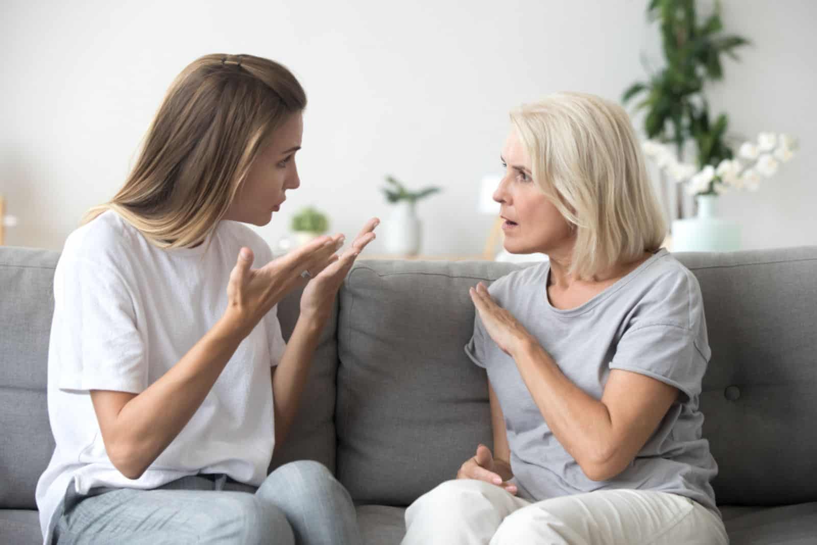 mother-in-law and daughter-in-law are arguing