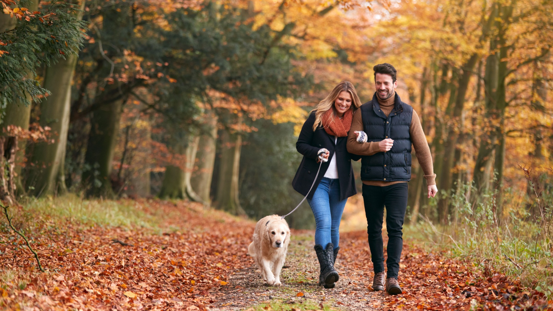 Couple walking in Autumn