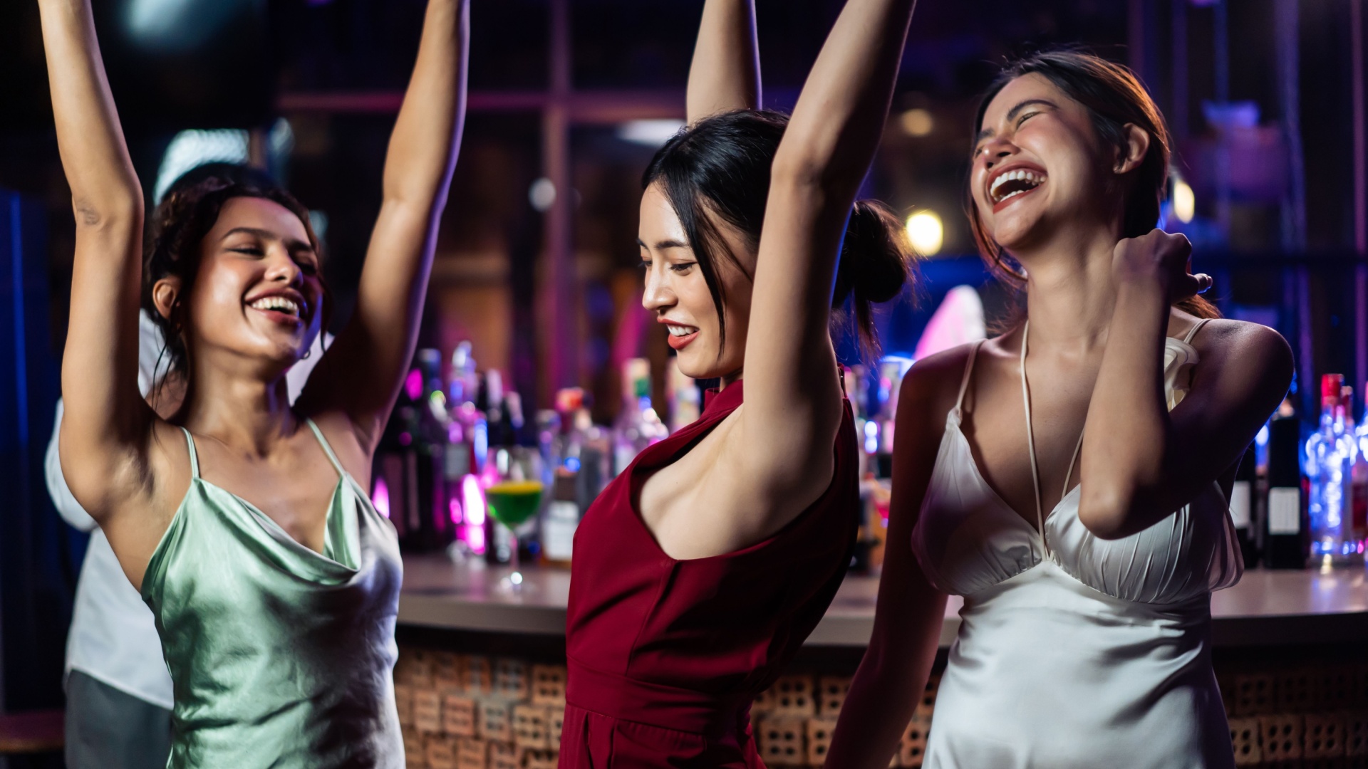 three girls partying