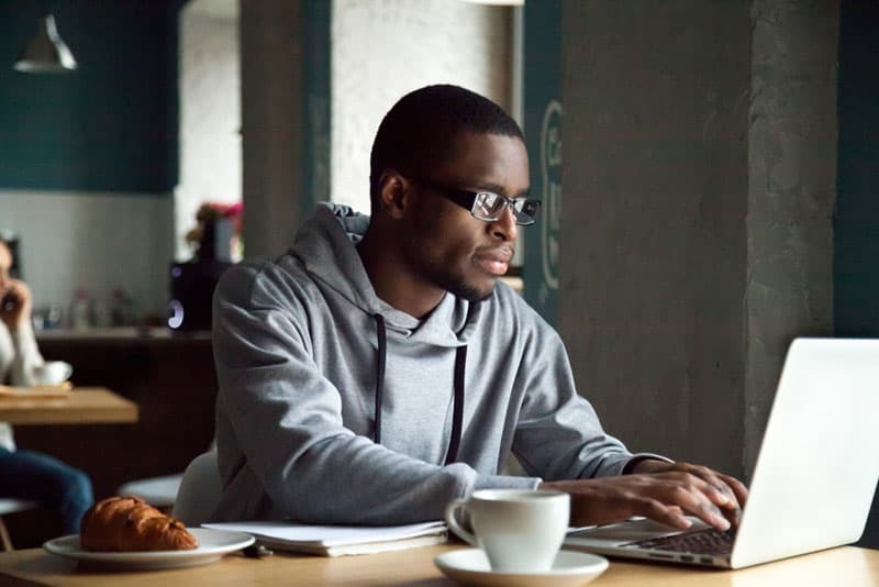 man working on laptop