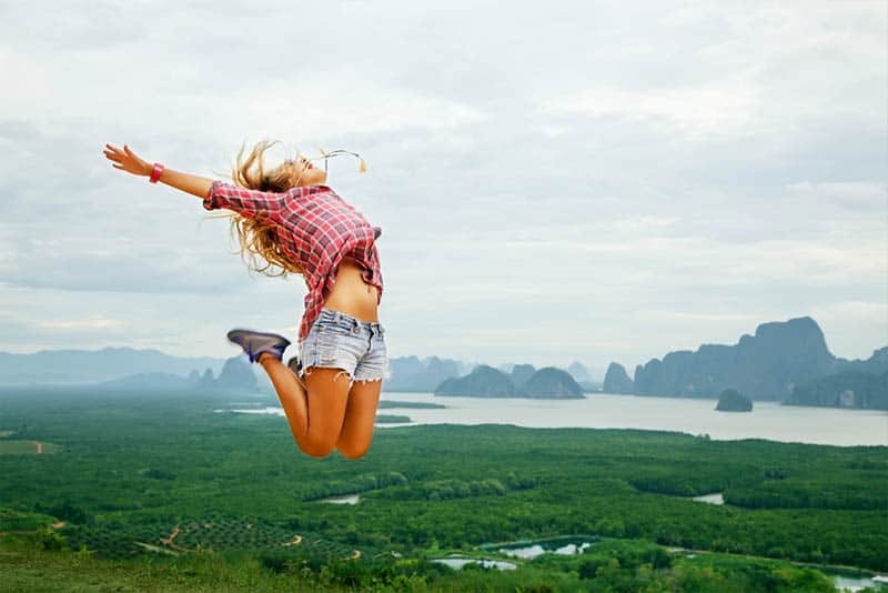 woman jumping outdoor