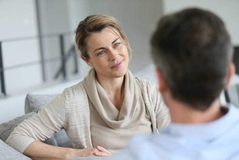 woman looking at man