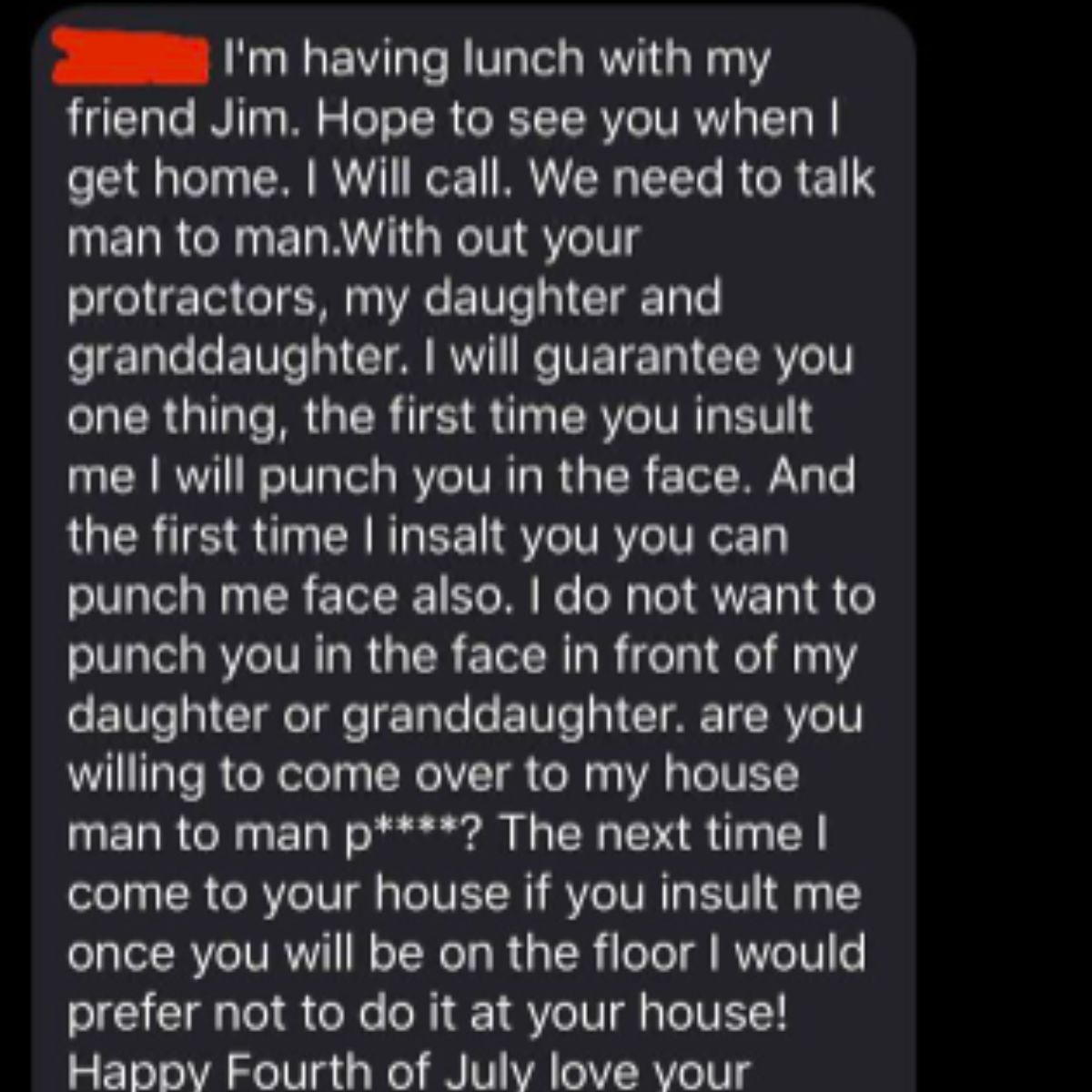 angry dad message