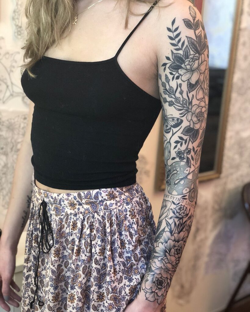 blackwork full sleeve tattoo