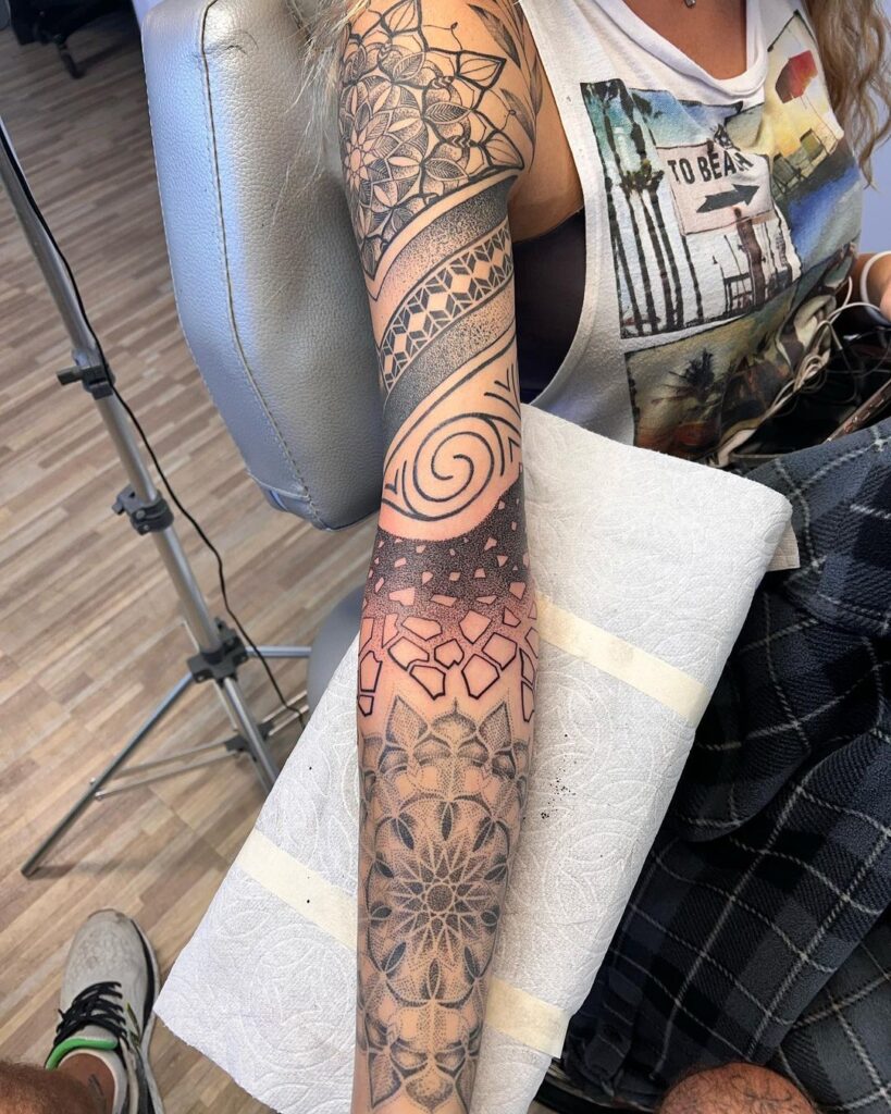 dotwork sleeve tattoo