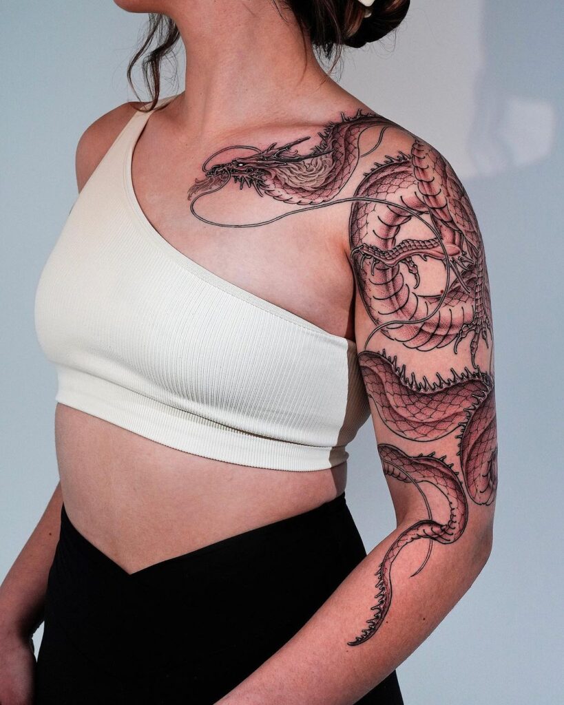 dragon half sleeve tattoo