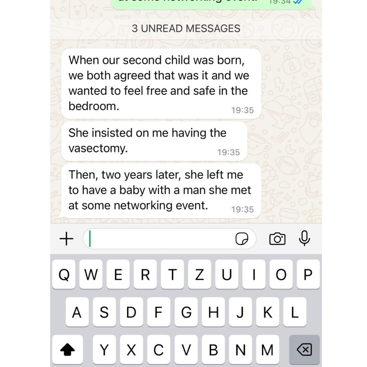 experience of a man written in a message
