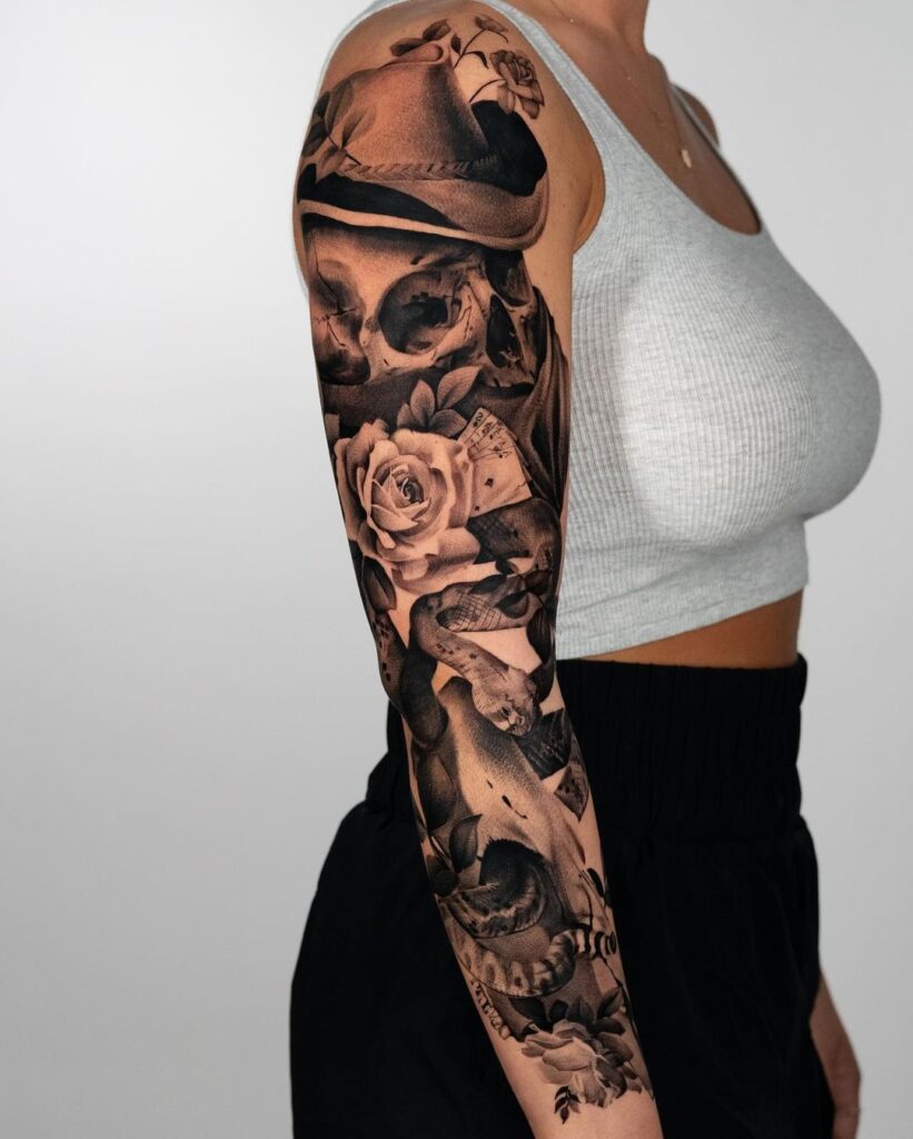 gothic full sleeve tattoo