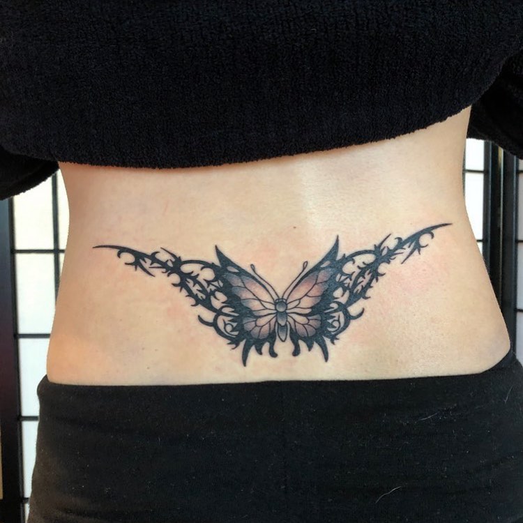 gothic tribal butterfly tattoo