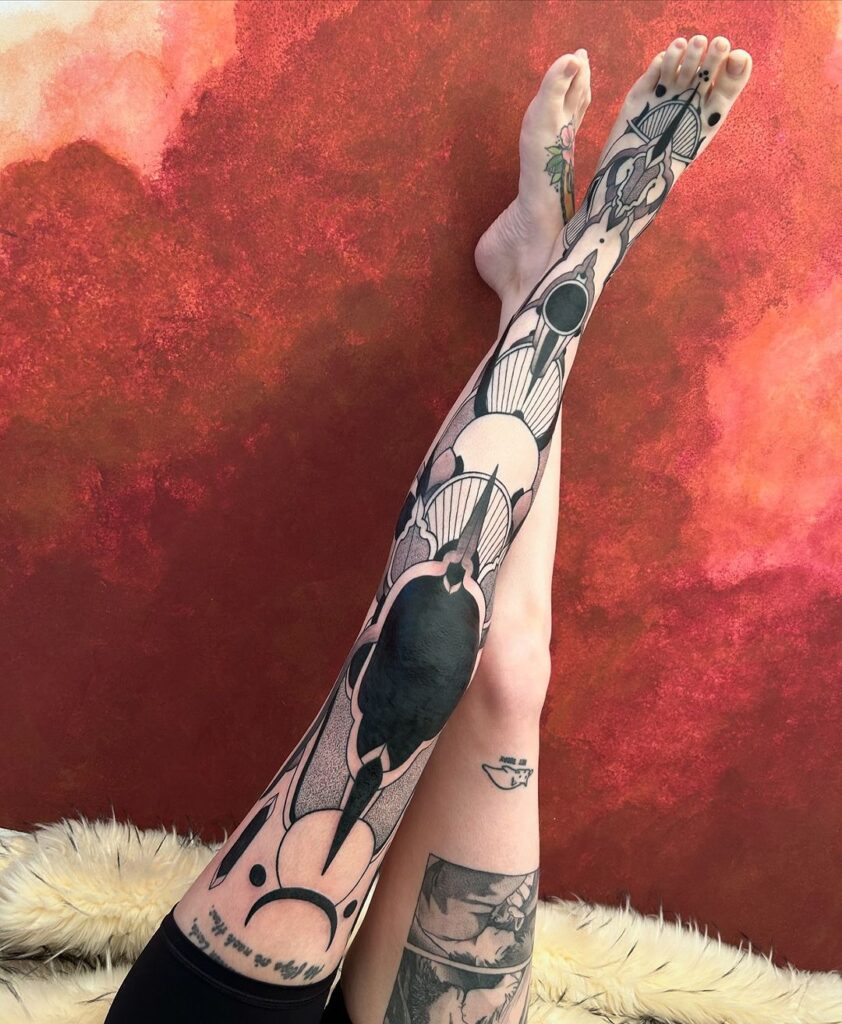 Art Deco Leg Sleeve Tattoo