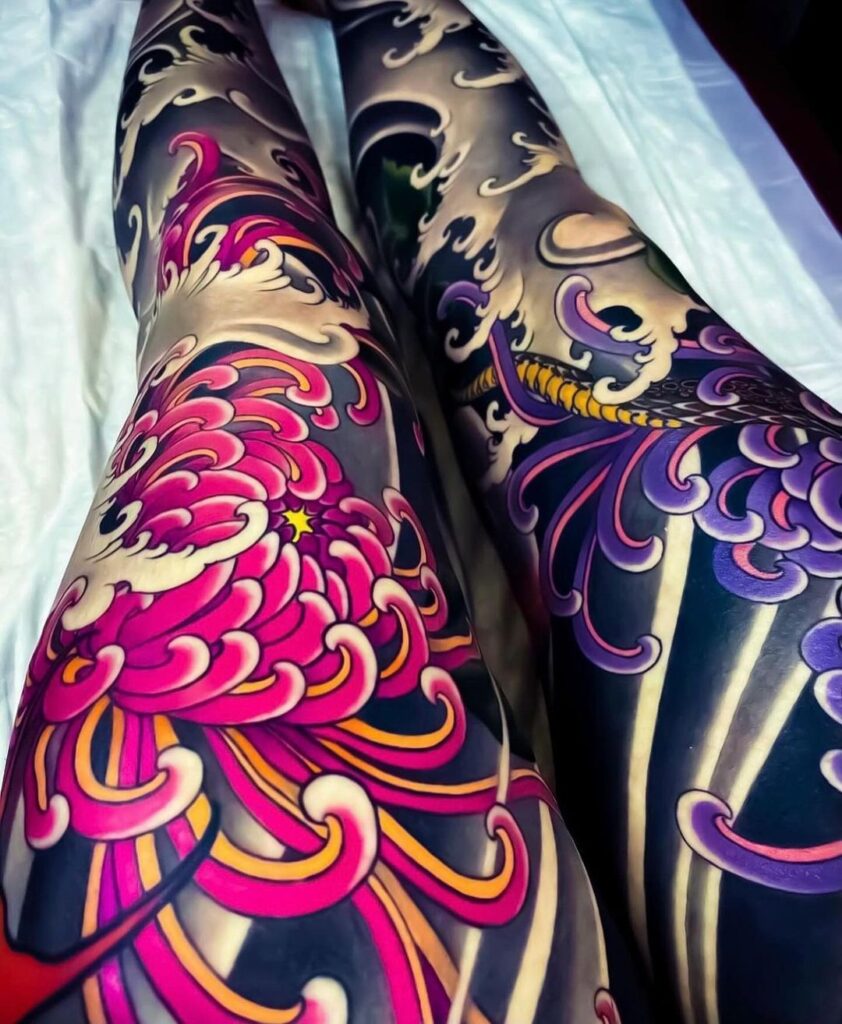 Colorful Leg Sleeve Tat