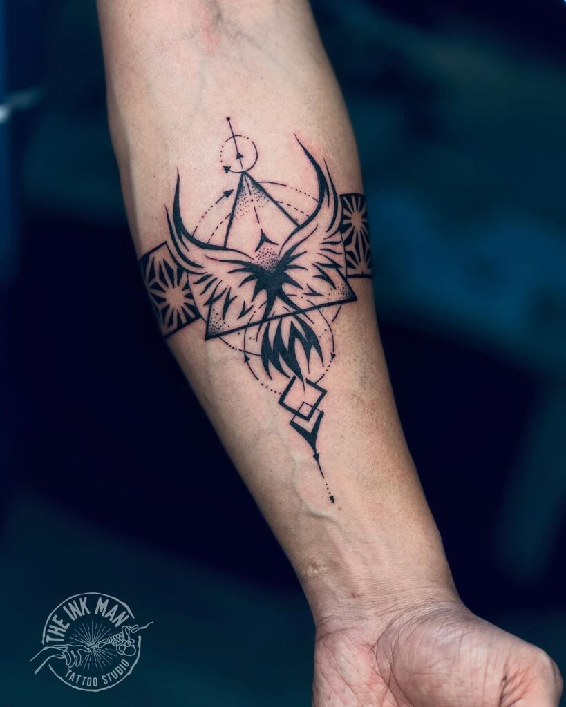 Tatuagem de símbolos crípticos Dot Work