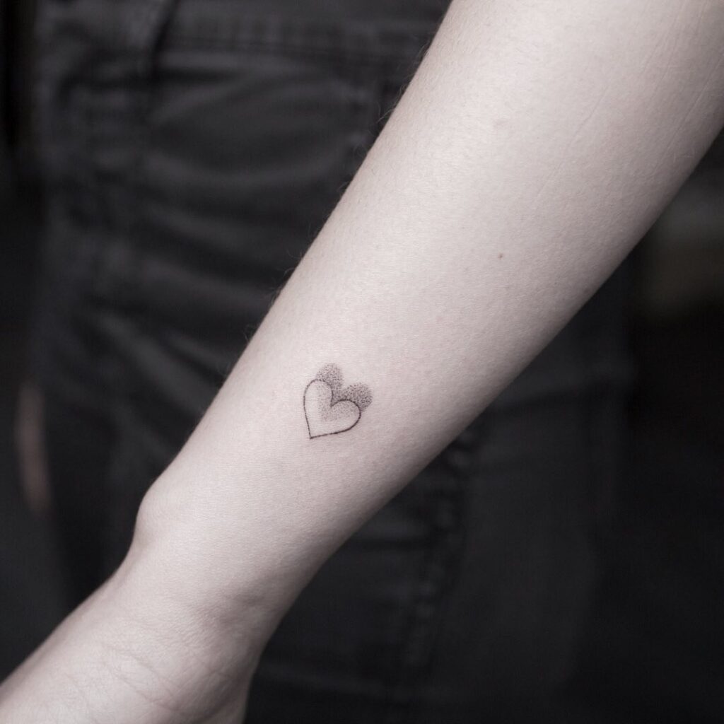 Dot Work Hearts Forearm Tat