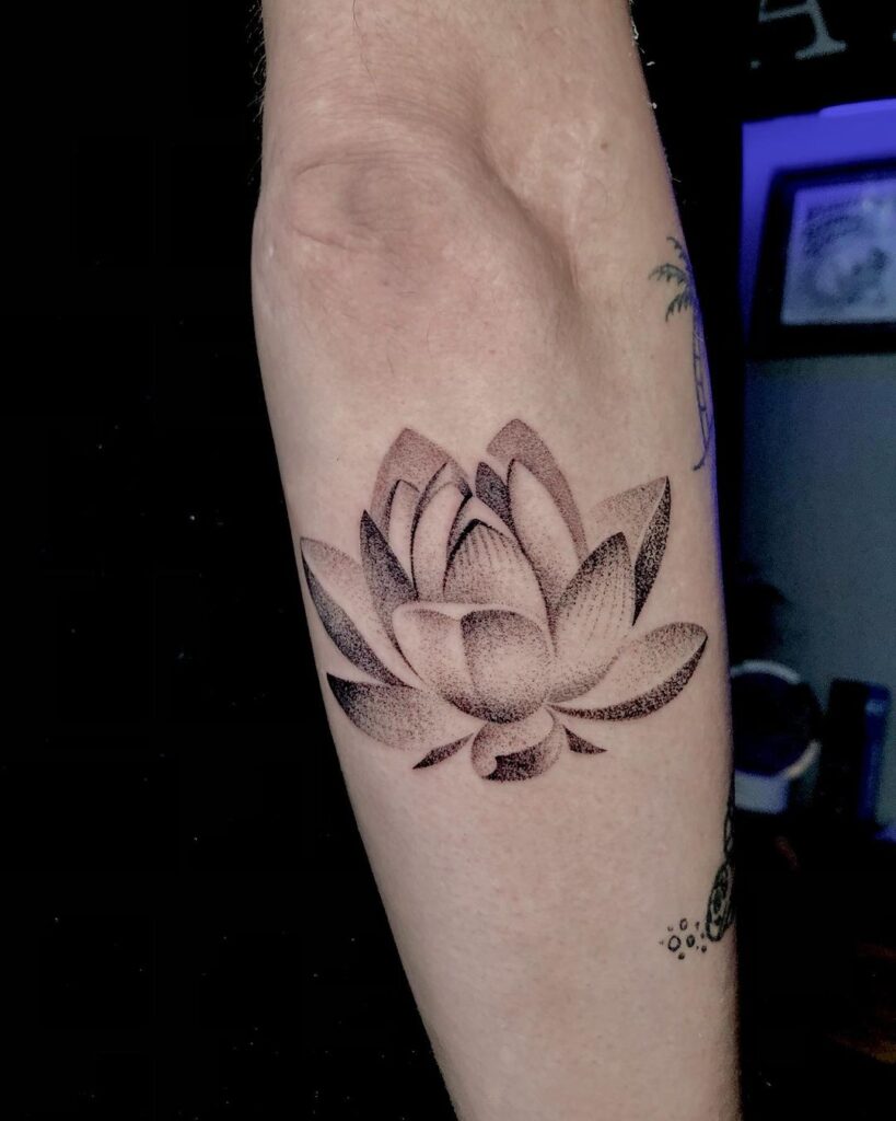 Dot Work Lotus Flower Tat