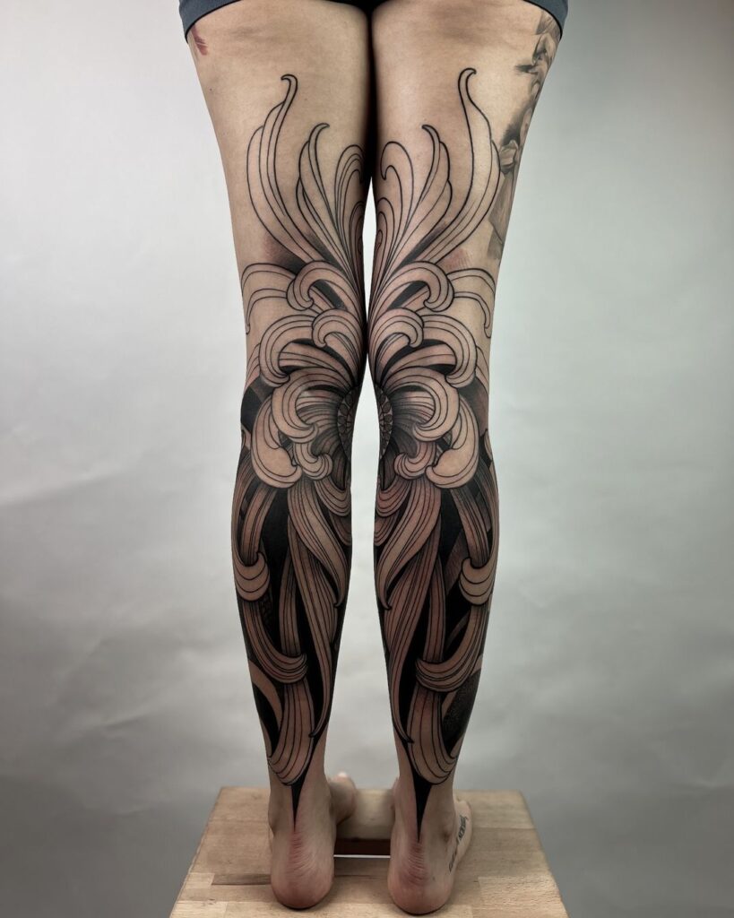 Floral Double Leg Sleeve Ink