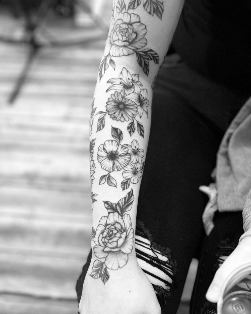 Tatuaje de patchwork floral