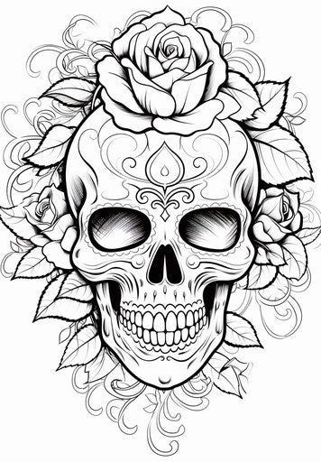 Tatuaje de calavera de flores