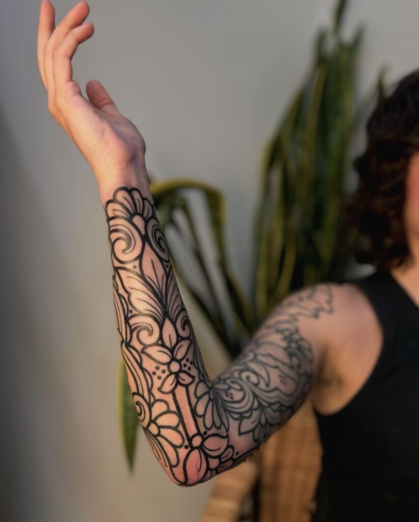 Flowery Geometrics Tattoo Sleeve