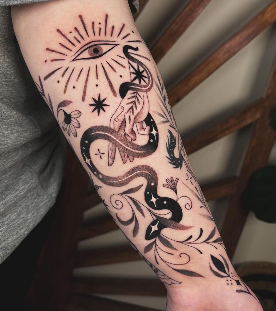 Folk Art Arm Tattoo