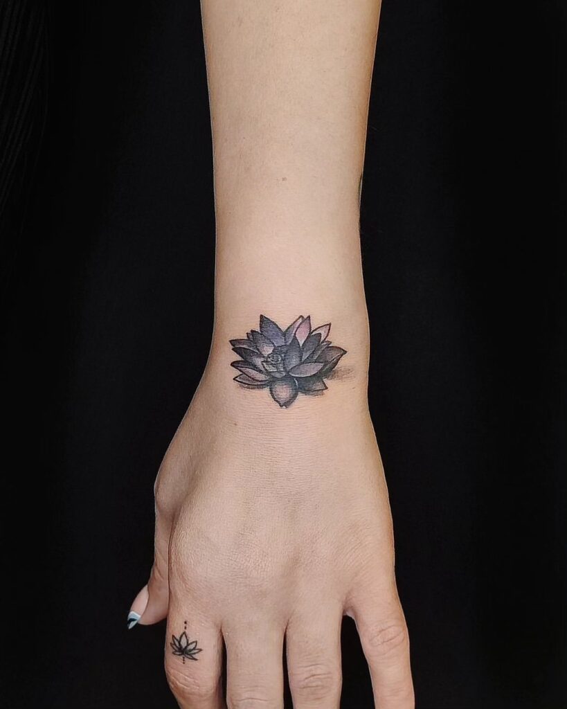 Hand And Finger Small Lotus Tat