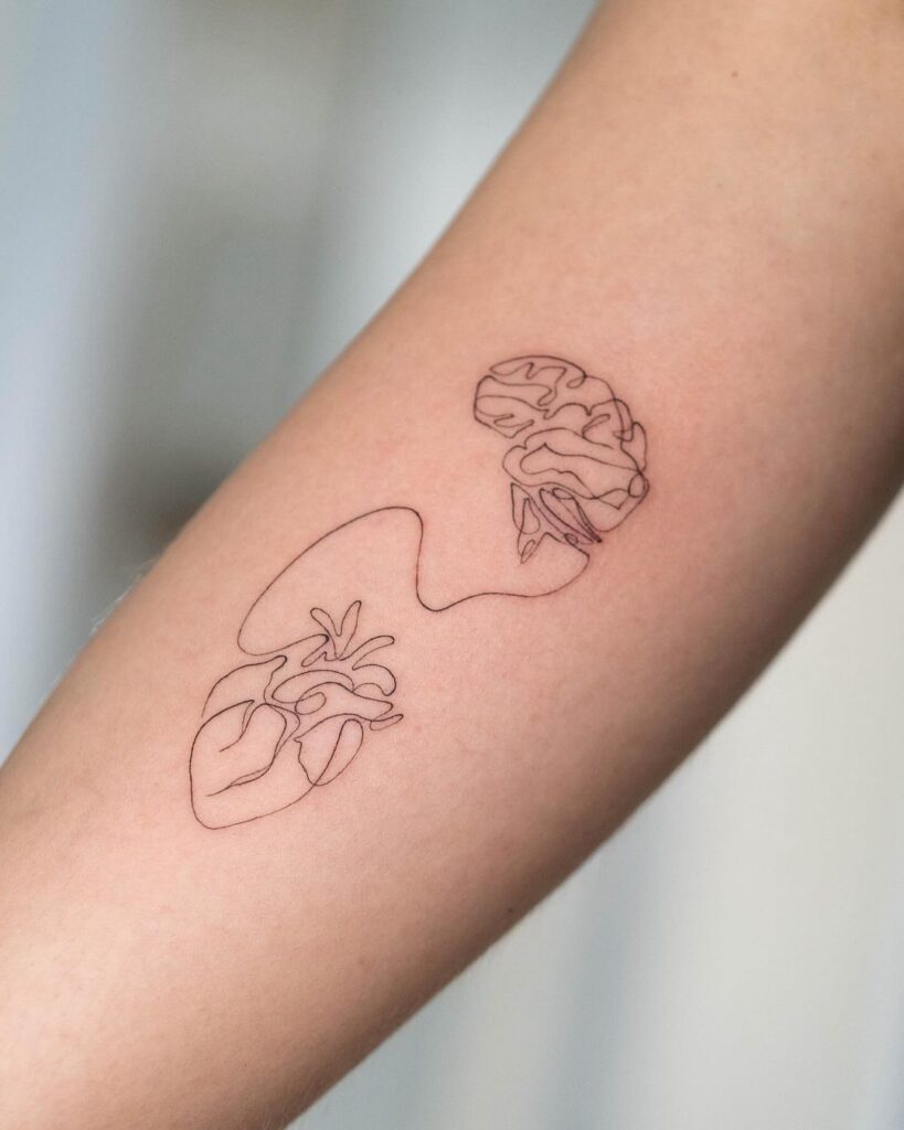 Heart-Brain Link Tattoo