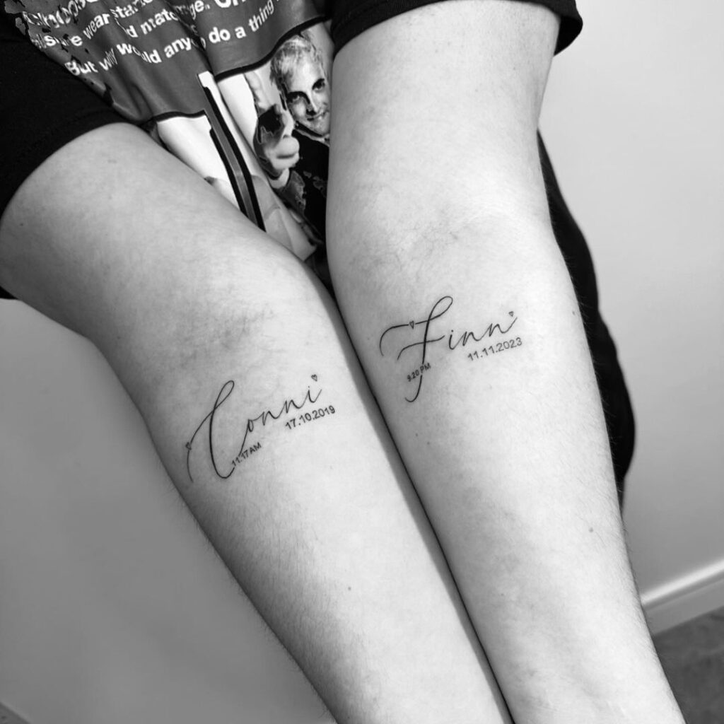 Kids' Names And Birthdates Script Tat