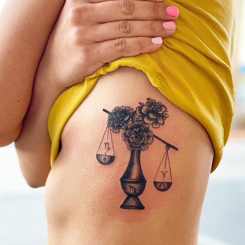 Zodiac Floral Tattoo