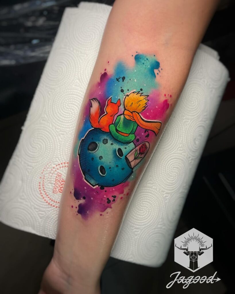 Little Prince Watercolor Tattoo