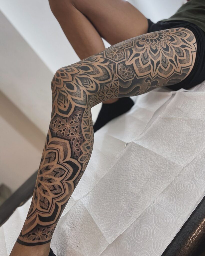 Mandalas Dot Work Leg Sleeve