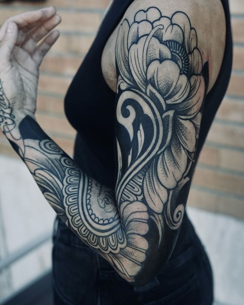 Loops, Contours, And Shapes Tattoo Sleeve