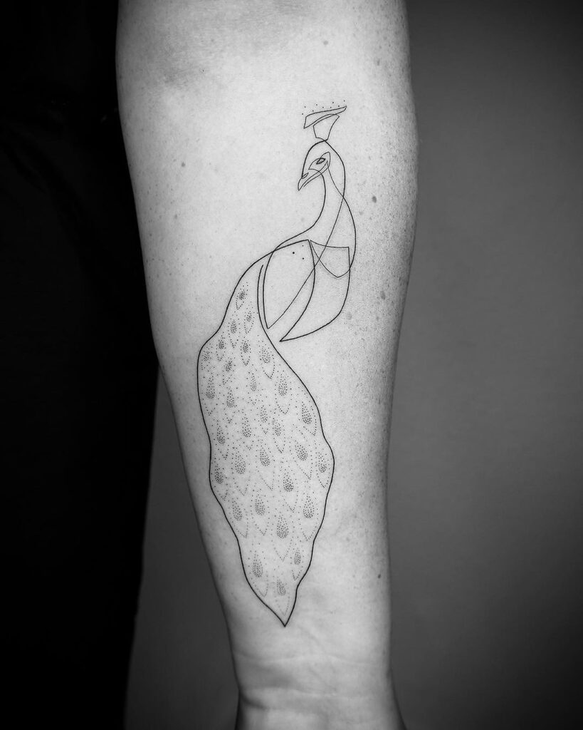 Peacock Dot Work Tattoo