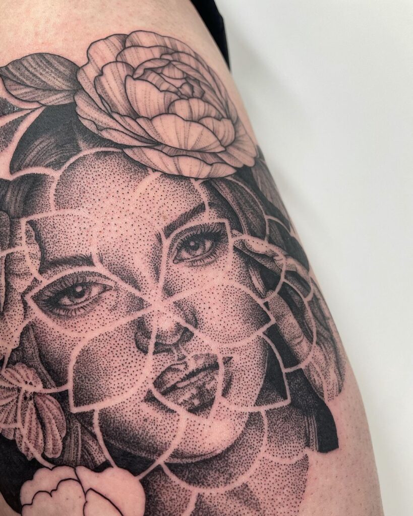 Portrait Dot Work Tattoo