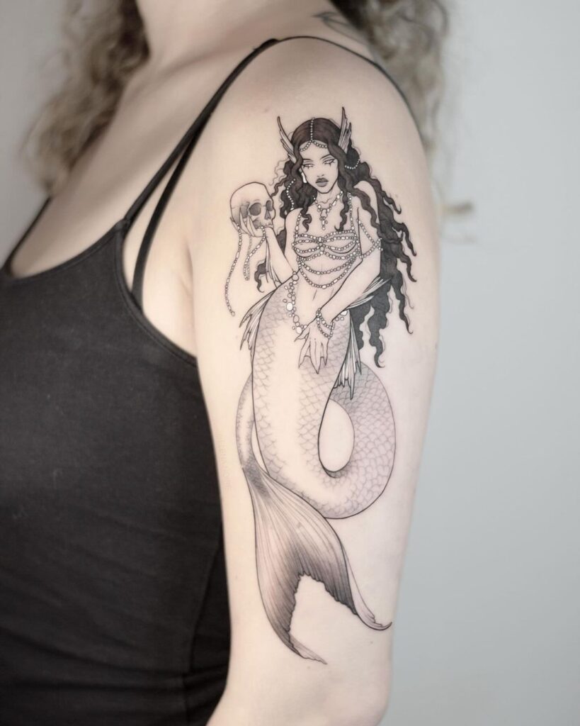 Tatuaggio del braccio della sirena