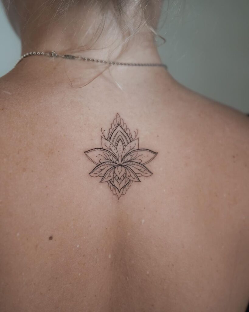 Small Lotus And Mandala Back Ink