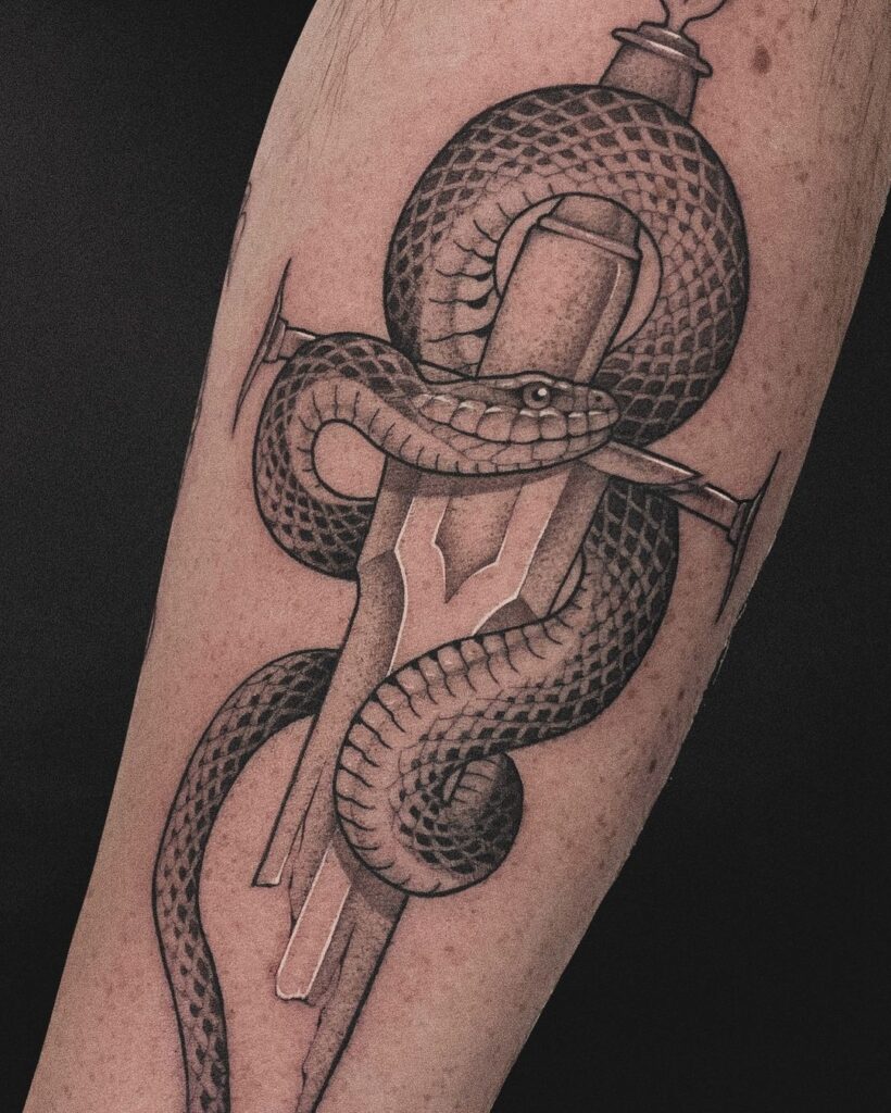 Snake Dot Work Tattoo