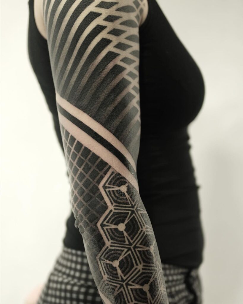 Stripes And Ornaments Tattoo Sleeve