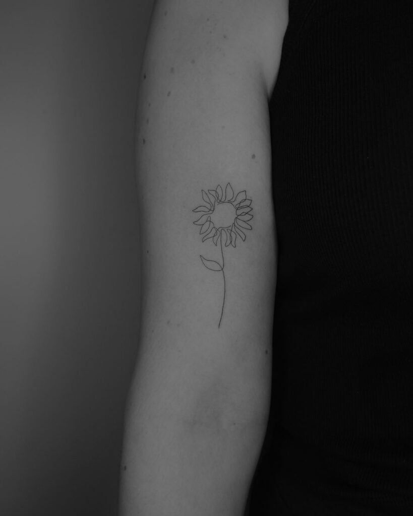 Sunflower One-Line Ink