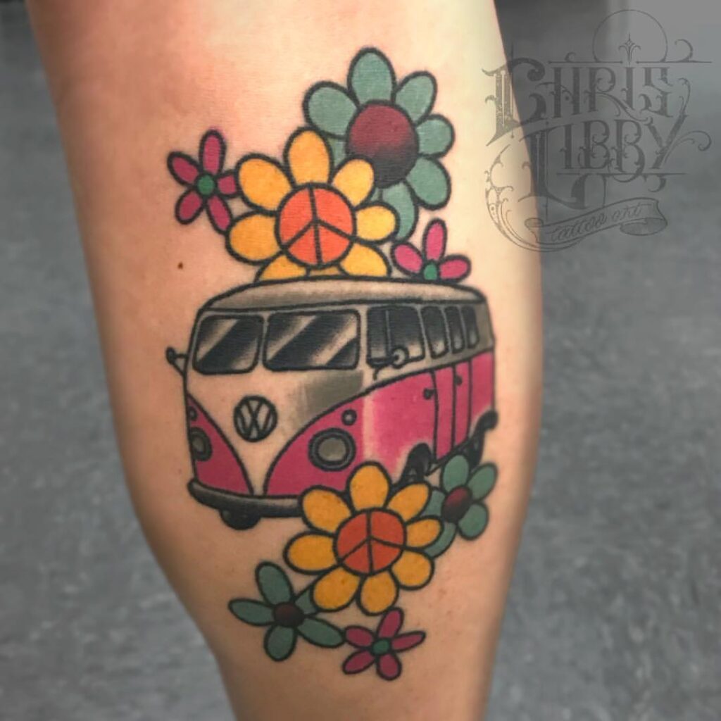 VW Microbus Hippie Tat