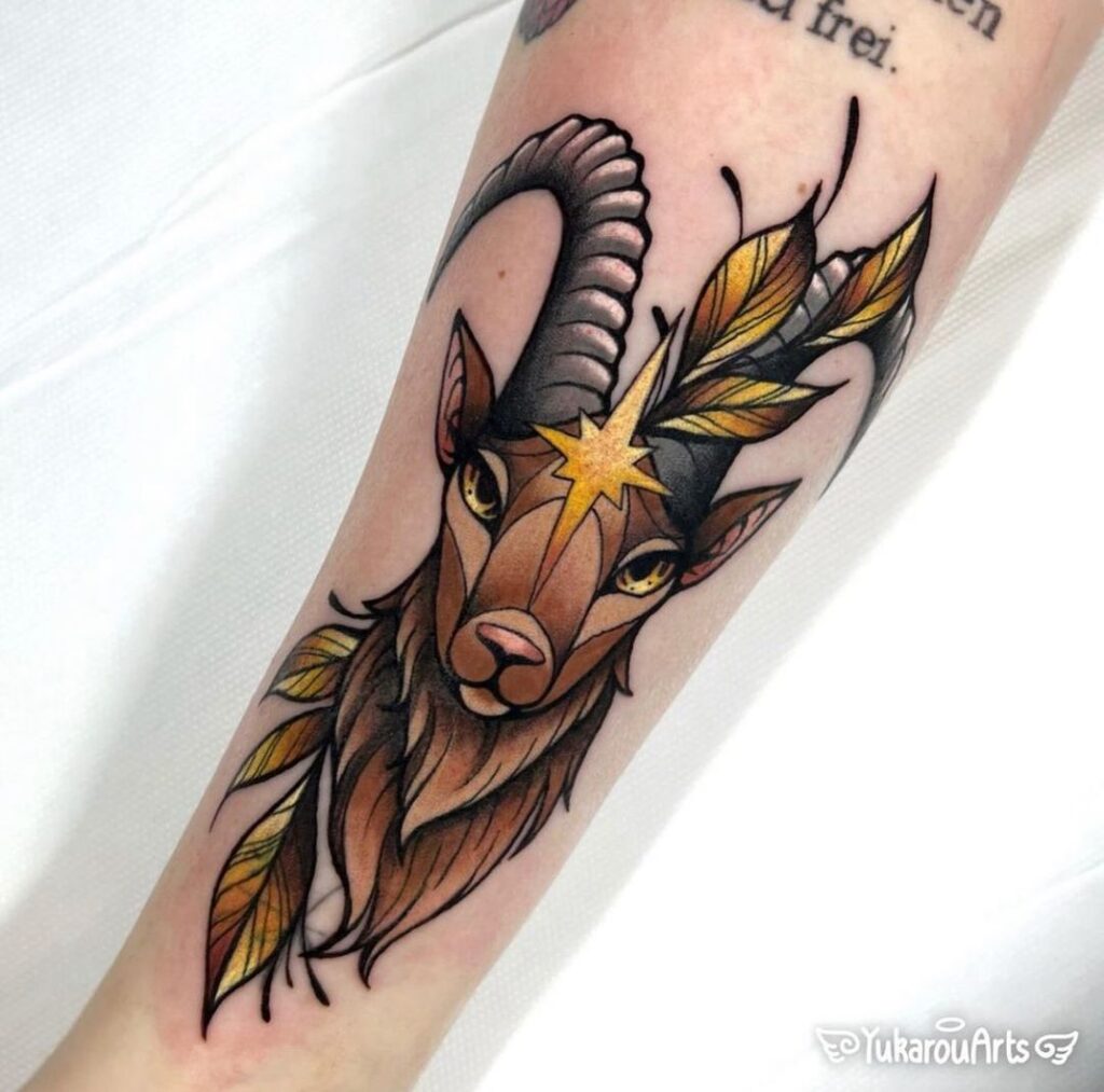 Watercolor Capricorn Tattoo