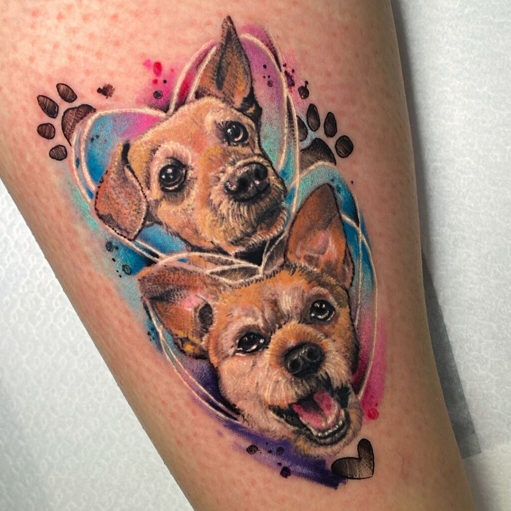 Watercolor Dogs Tattoo