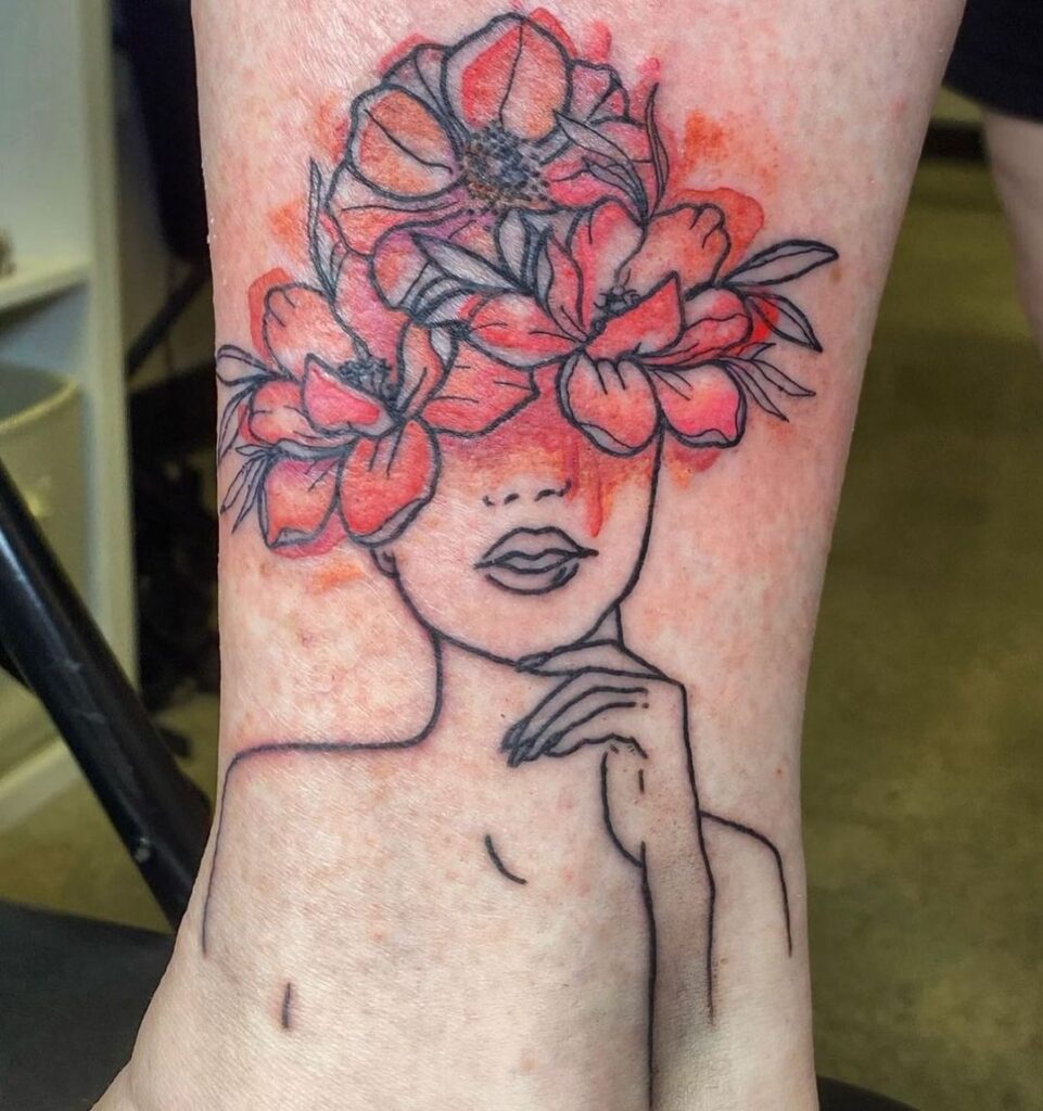 Watercolor Tattoo Combined With Linework