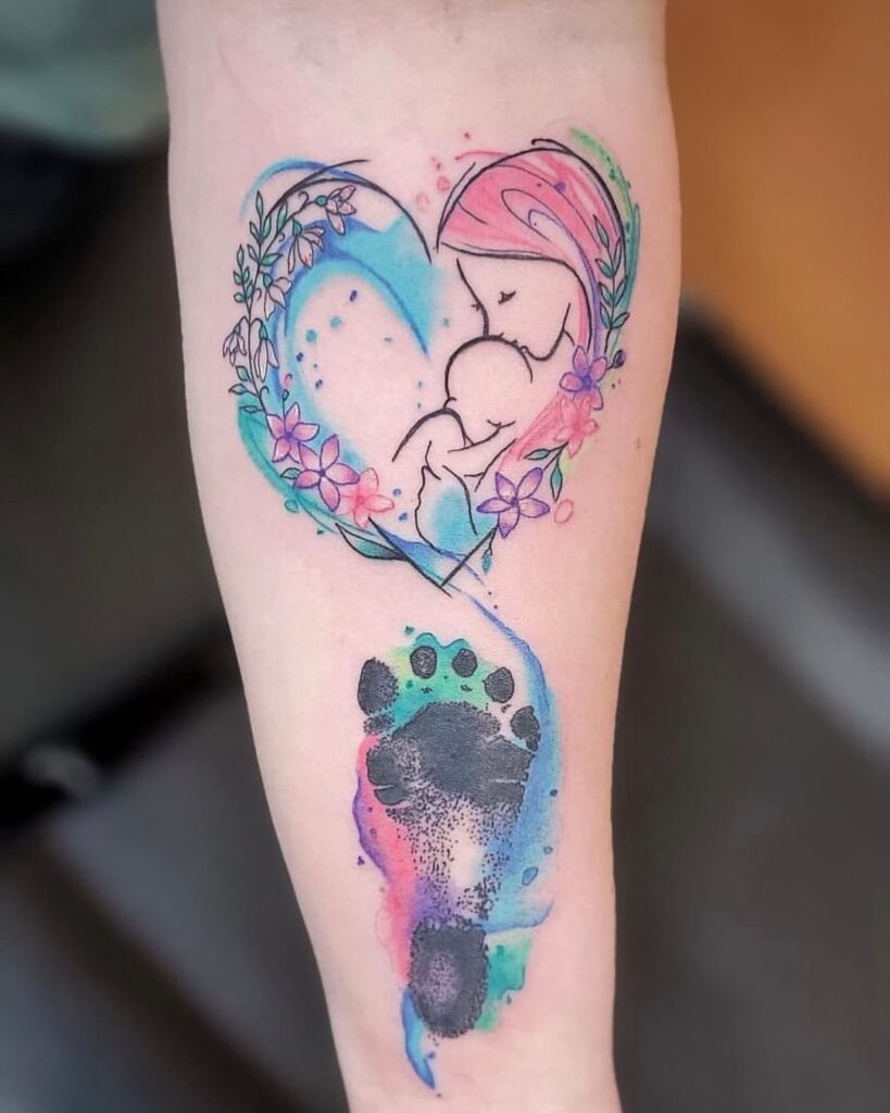 Tatuaggio acquerello per mamme